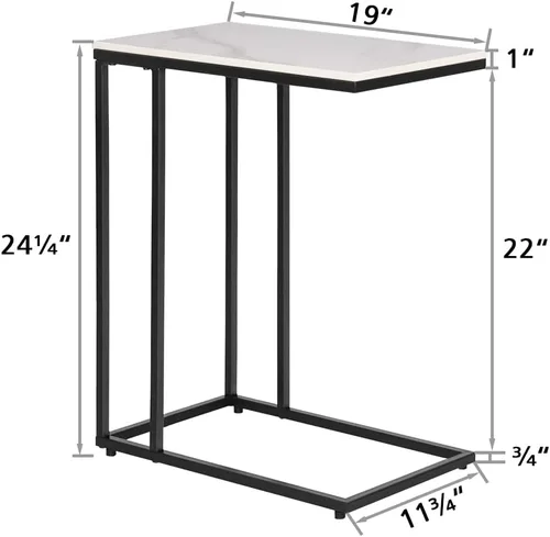 Vista 2 de Mesa auxiliar rectangular de mármol sintético C para sofá y cama, color negro