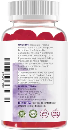Vista 8 de Micro Ingredients Gomitas de melatonina de 20 mg para adultos, 120 unidades Sleep Aid 10 mg de melatonina por gomita Sabor a cereza de mora sin