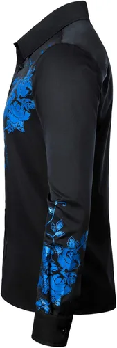 Vista 2 de ZEROYAA Camisas de vestir hipster de manga larga con botones y estampado floral para hombre