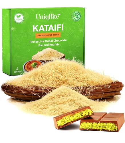 Vista 8 de Masa Kataifi para Barra de Chocolate de Dubái, 7 oz (200g), Masa de Filo Desmenuzada Seca, Masa Phyllo Kadayif Katafi Knafeh