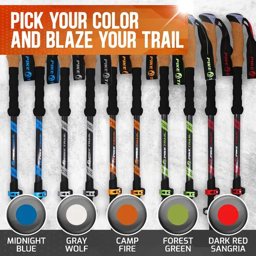Vista 6 de Pike Trail Bastones de trekking – Palillos plegables de fibra de carbono ligeros para caminar y senderismo – para hombres y mujeres – Altura