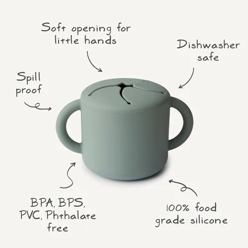 Vista 2 de mushie - Taza para merienda de silicona Contenedor de alimentos a prueba de derrames para niños pequeños y bebés (Abejas)