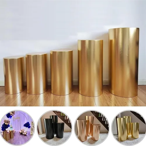 Vista 7 de Fundas para soportes de cilindro para fiestas, soportes de pedestal de cilindro, fundas elásticas de bronce, cubierta de pedestal de cilindro