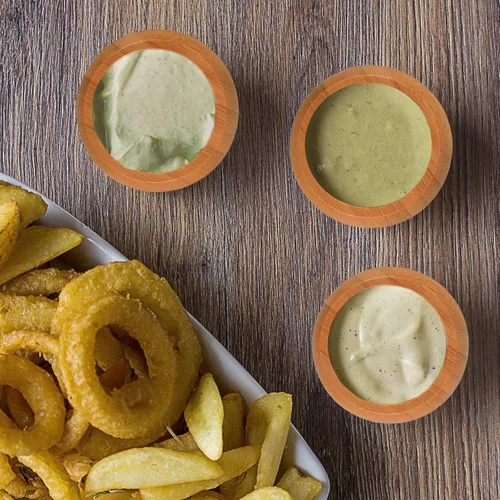 Vista 5 de Juego de Mini Cuencos, Platos de Salsa de Bambú para Mojar Aperitivos/Salsas/Nueces, Cuenco de Mezcla de Mascarilla Facial de Madera de Bambú