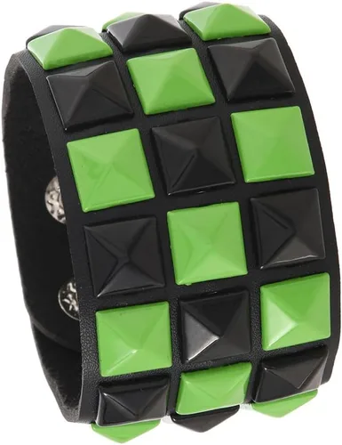 Vista 6 de coadipress Pulsera de cuero punk con tachuelas para hombres y mujeres, 3 filas, punk, rock, negro, blanco, brazalete de motociclista, pulsera
