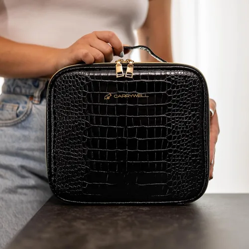Vista 9 de Carrywell Estuche de viaje para maquillaje, no hecho en China, estuche de tren duro para cosméticos, organizador portátil de artistas de belleza