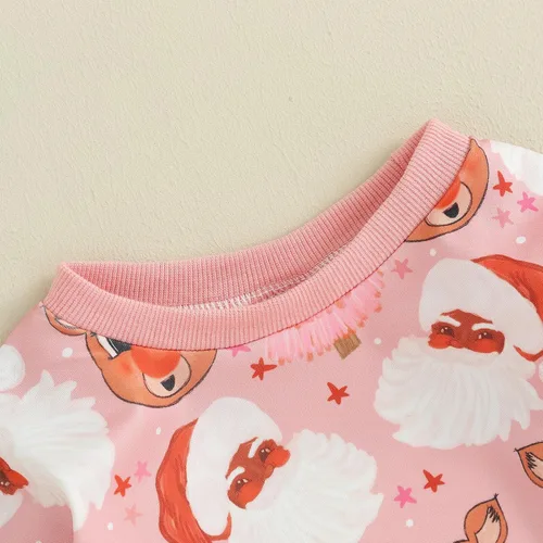 Vista 5 de Kayotuas Traje de Navidad para bebé niña, sudadera de gran tamaño, mameluco de Navidad occidental, ropa de bebé