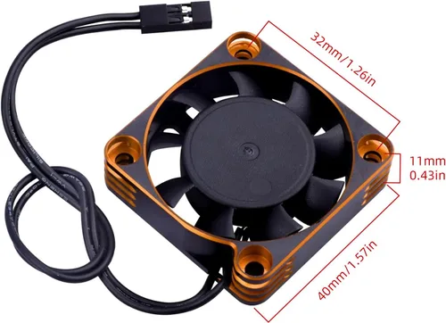 Vista 2 de Ventilador de enfriamiento del motor de coche RC Disipador de calor 16000RPM Ventilador de enfriamiento ESC sin escobillas 1.575x1.575 in para coche