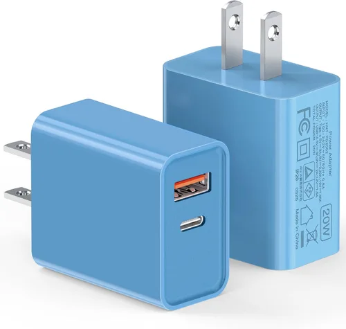 Vista 7 de Cargador de pared USB C de 20 W para iPhone 17/16/15/14/13/13 Mini/13 Pro Max/12/12 Pro/12 Pro Max Cube, paquete de 2 unidades de doble puerto