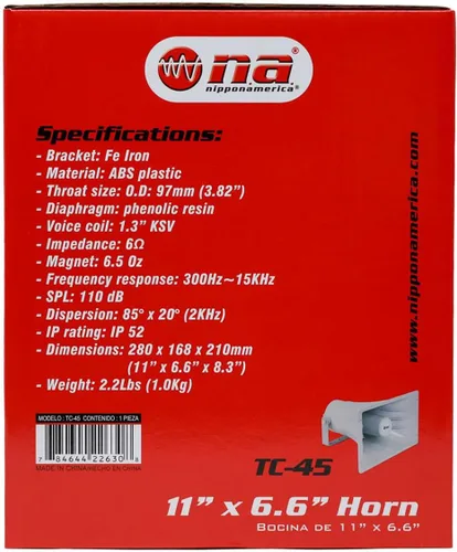 Vista 6 de Nippon America Bocina de alimentación TC-45 Altavoz PA de 80 vatios, blanco 11 "x 6.6