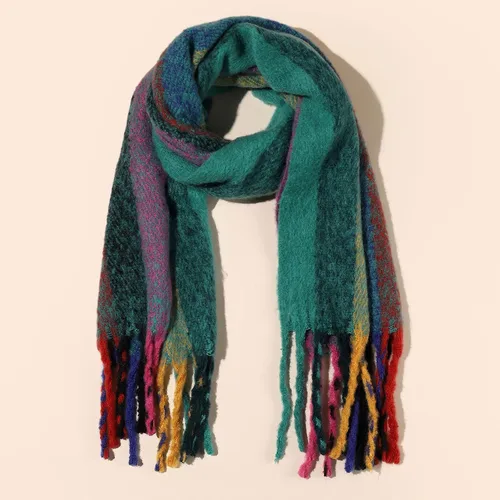 Vista 19 de Bufanda cálida para mujer, colorida y suave, cómoda, elegante chal de pashmina para clima frío, bufanda larga de moda, borla de coleta