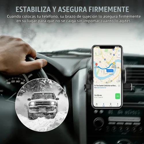 Vista 4 de Hovom Soporte de teléfono para ventilación de automóvil, soporte ajustable para teléfono celular, soporte de teléfono celular con bloqueo