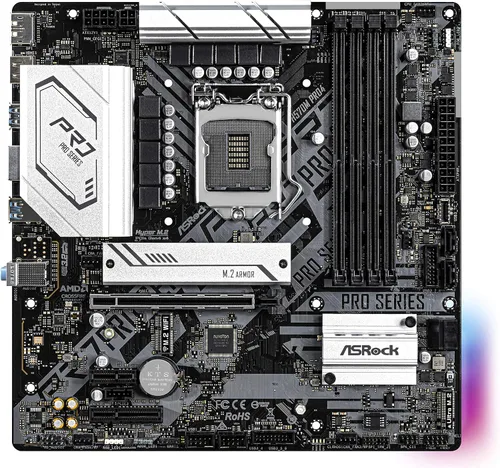Vista 5 de ASRock H570M Pro4 Compatible con CPU Intel de 10ª y 11ª generación (LGA1200) con chipset H570 MicroATX placa base