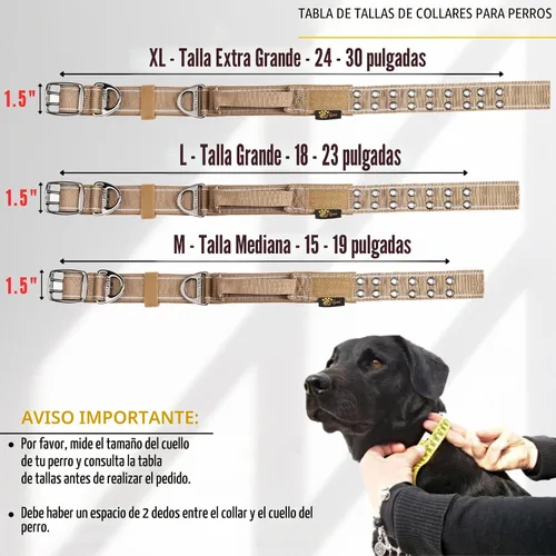 Vista 2 de Collar de perro resistente para perros grandes, collar reflectante con asa para entrenar y caminar, ancho, grueso, táctico, acolchado de neopreno