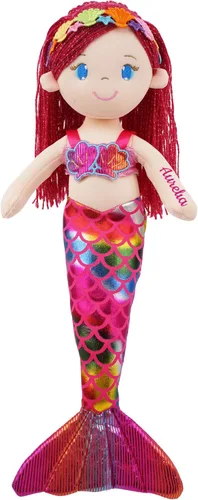 Vista 8 de June Garden 16.5" Sirena brillante Aurelia - Muñeca de felpa suave y brillante para regalo para niñas pequeñas