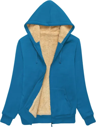 Vista 7 de SWISSWELL - Sudaderas con capucha para mujer, suéter de invierno con forro de vellón, con cremallera completa, forro de sherpa grueso Negro