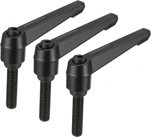 Vista 14 de uxcell M6 x 0.787 in Mango de palanca de sujeción ajustable Rosca Botón de trinquete macho roscado Perillas de bloqueo Tornillo giratorio Perno