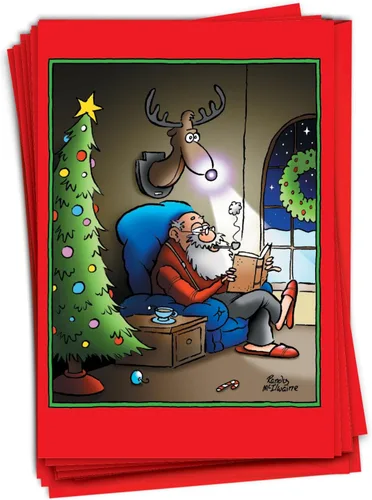 Vista 16 de NobleWorks - Caja de 12 tarjetas de Navidad divertidas - Humor de dibujos animados para adultos, juego a granel de tarjetas de felicitación
