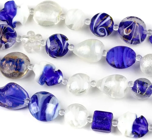 Vista 13 de Cherry Blossom Beads Cuentas mixtas hechas a mano de cristal de lámpara aguamarina y naranja, 4 hebras surtidas de 8 pulgadas Mezcla Aqua y Naranja