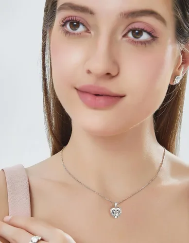 Vista 41 de MomentWish Collar de corazón para mujer, moissanita, diamante de imitación, plata de ley 925