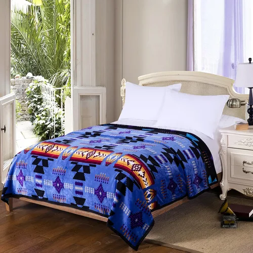 Vista 3 de Southwest Design - Manta reversible súper suave (estampado navajo) tamaño King (turquesa)