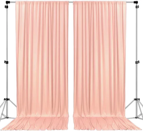 Vista 29 de AK TRADING CO. Cortinas de telón de fondo de poliéster beige de 10 x 10 pies con bolsillos para varillas - Cortinas para decoración de ventanas
