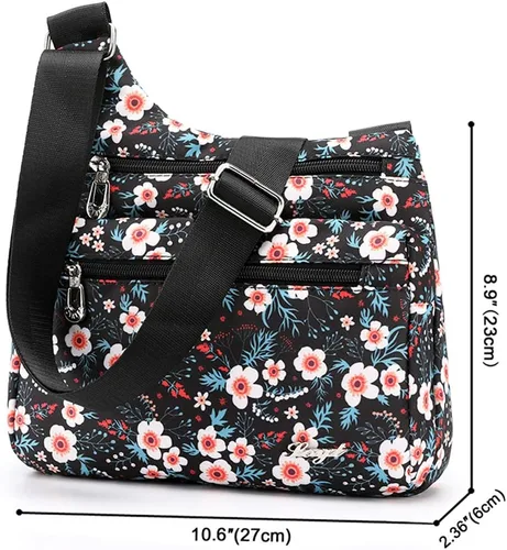 Vista 2 de Stuoye - Bolsa de nailon multibolsillos para mujer, cruzada, bolsa-monedero, para viajes