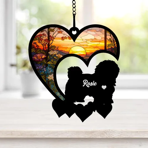 Vista 27 de NAZENTI Atrapasoles personalizado de sabueso afgano, adorno conmemorativo personalizado para la pérdida de mascotas, regalo de condolencia