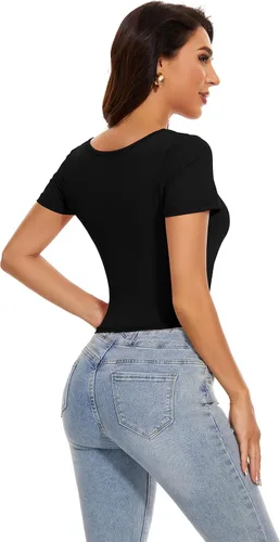 Vista 5 de Camisetas cortas básicas de manga corta atléticas para mujer