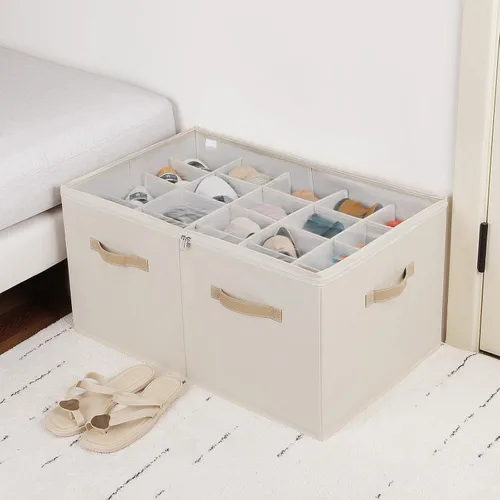 Vista 5 de TOPIA HOME Organizador de zapatos para armario, caja de zapatos plegable con divisores ajustables y cubierta transparente, organizador