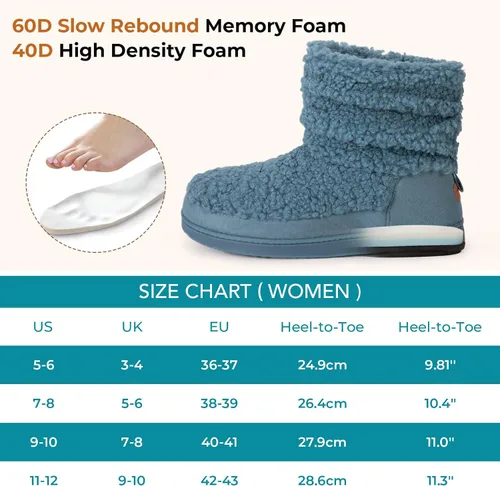 Vista 6 de HomeTop Pantuflas para botas de mujer con espuma viscoelástica cálida, para interiores y exteriores, con suela de goma