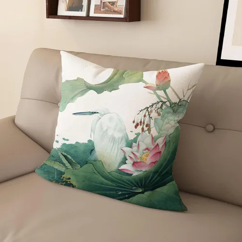 Vista 12 de Funda de almohada con estampado digital de loto zen chino, diseño de doble cara para sofá, sala de estar, decoración de dormitorio