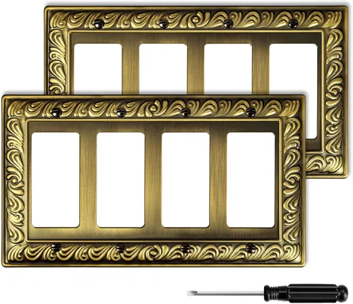 Vista 17 de Cubiertas Decorativas de Interruptor de Luz de Latón Antiguo Placas de Pared Placas de Interruptor Basculante Cubiertas de Enchufes