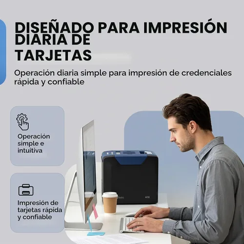 Vista 5 de Bodno Impresora de tarjetas de identificación de una sola cara A10 y paquete completo de suministros con software Bronze Edition Software Edición
