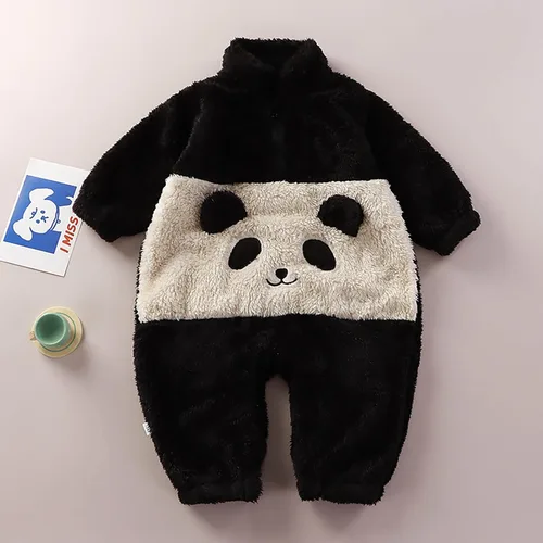 Vista 2 de Pijama de felpa con diseño de panda para niños y niñas pequeños