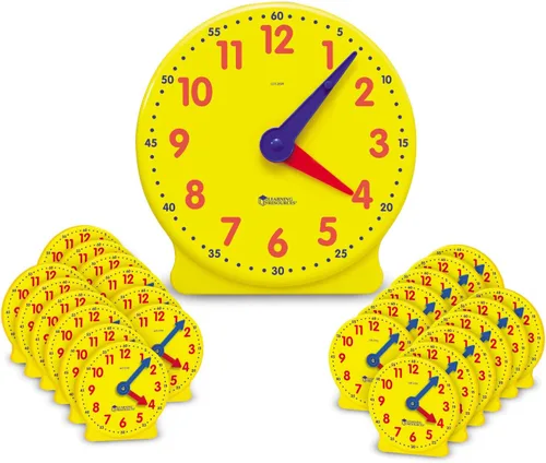 Vista 3 de Learning Resources Kit de reloj para el aula, imprescindible para preescolar, actividad de enseñanza, sobre tarjetas de tiempo flash, juguetes
