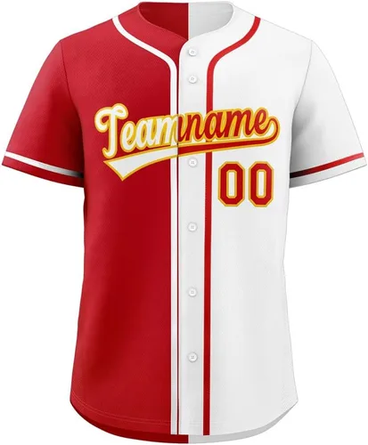 Vista 25 de Camiseta de béisbol dividida personalizada con botones y número de nombre cosido personalizado para hombres/mujeres/niños