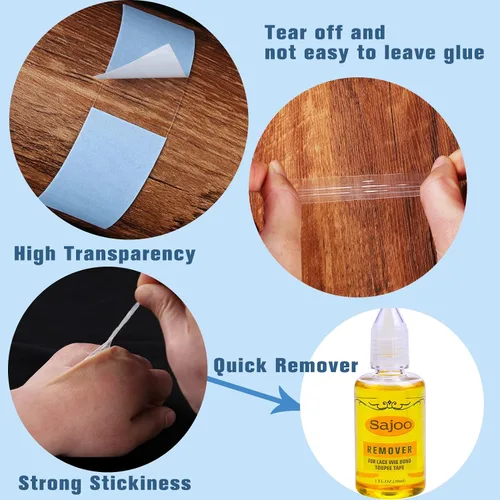 Vista 7 de 48 piezas de cinta frontal de encaje para peluca, cinta adhesiva transparente tipo tupé, impermeable de doble cara, cabello curvo en C, agarre