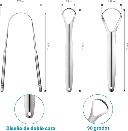 Vista 2 de 3 raspadores de lengua de metal, raspadores de lengua para adultos, raspadores de lengua de acero inoxidable, raspadores de lengua portátiles. YLYL