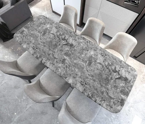 Vista 3 de burgeliy Protector de vinilo de mármol gris 3D, papel tapiz de modificación automotriz de 15.8"x80", estilo clásico, impermeable, resistente al