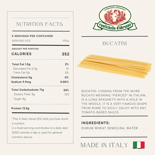 Vista 2 de Rustichella d'Abruzzo Bucatini, pasta de trigo duro, bolsas de 17.5 onzas (paquete de 4)