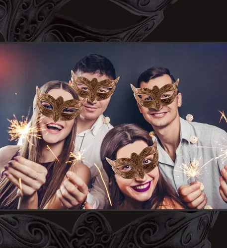 Vista 6 de Máscara fantasma veneciana metálica Steampunk