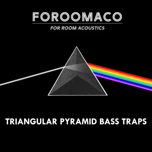 Vista 8 de Foroomaco Triangular Pyramid Bass Traps for Ceiling Corners, 4 Pack, Black Trampas triangulares para graves piramidales