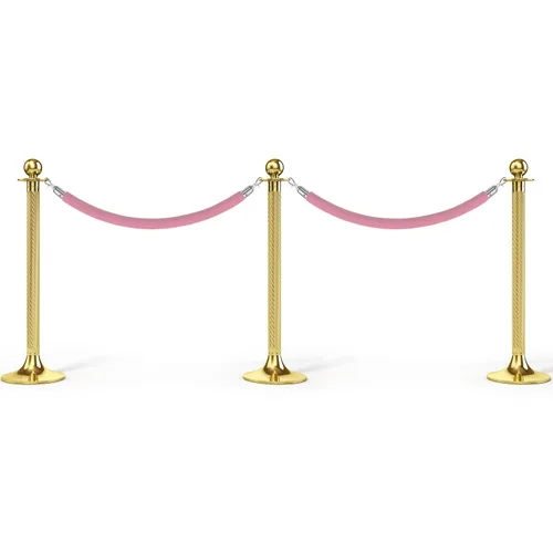 Vista 5 de PATIKIL Cuerda de puntal de terciopelo rosa de 5.5 pies, cuerda de barrera de control de multitudes con ganchos a presión para postes, divisor