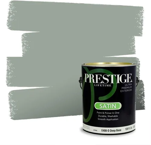 Vista 98 de Prestige Paints - Pintura exterior e imprimación en uno, 1 galón, plano, compatibilidad comparable con el color menta «Whipped Mint» de Behr