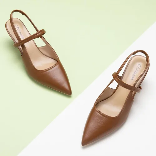 Vista 2 de C.Paravano Zapatos planos para mujer Sandalias planas con puntera puntiaguda Zapatos con correa en el tobillo Zapatos cómodos de cuero Zapatos