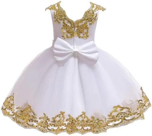 Vista 2 de ODASDO Vestido de niña de flores para niños, con lentejuelas, lazo, tutú, princesa, boda, dama de honor, fiesta de cumpleaños, desfile, 6M-11T