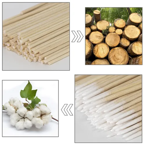 Vista 7 de 200 PIEZAS Hisopos de algodón puntiagudos - Hisopos de algodón de punta precisa de 4 pulgadas para microblading con palitos de madera