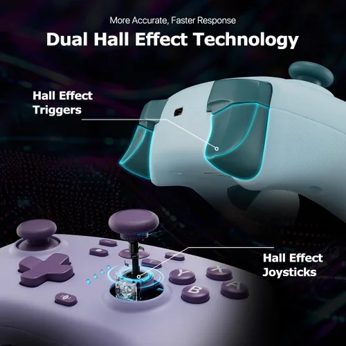 Vista 2 de Wireless Switch Controller for Switch/Switch 2/Lite/OLED/PC Controller with 2.4G Adapter, 2 Pack Switch Controller with Hall Joysticks & Hall