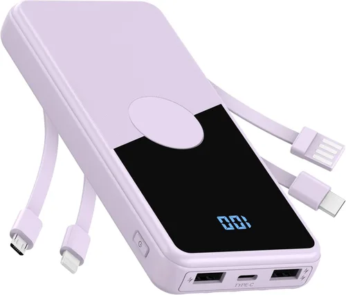 Vista 8 de Cargador portátil con cables integrados, batería de alta velocidad de 10000 mAh, paquete de batería de viaje, 5 salidas, 3 entradas, cargador
